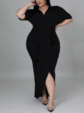 V Neck Solid Color Maxi Dress